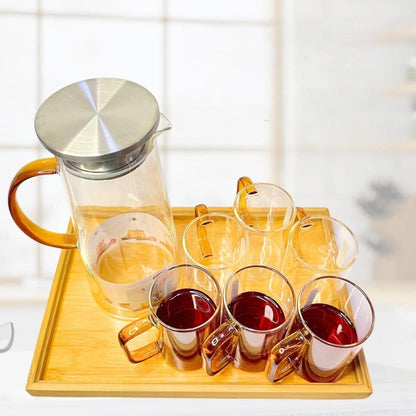 Service à Boisson en Verre avec Anse Colorée