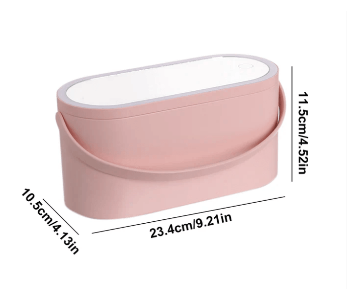 Miroir de Maquillage Portable avec Boîte de Rangement Cosmétique