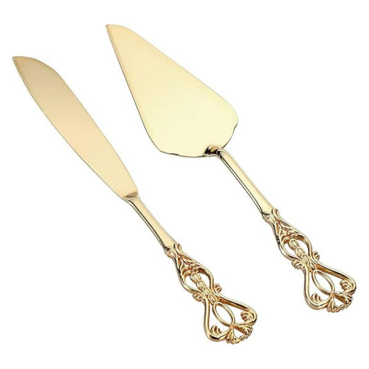 Set de Couteau et Serveur à Gâteau Doré Élégant – Accessoire de Réception Haut de Gamme