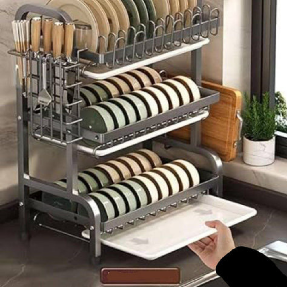 WAMI Égouttoir à Vaisselle Multifonction – Étagère de Cuisine Gain de Place