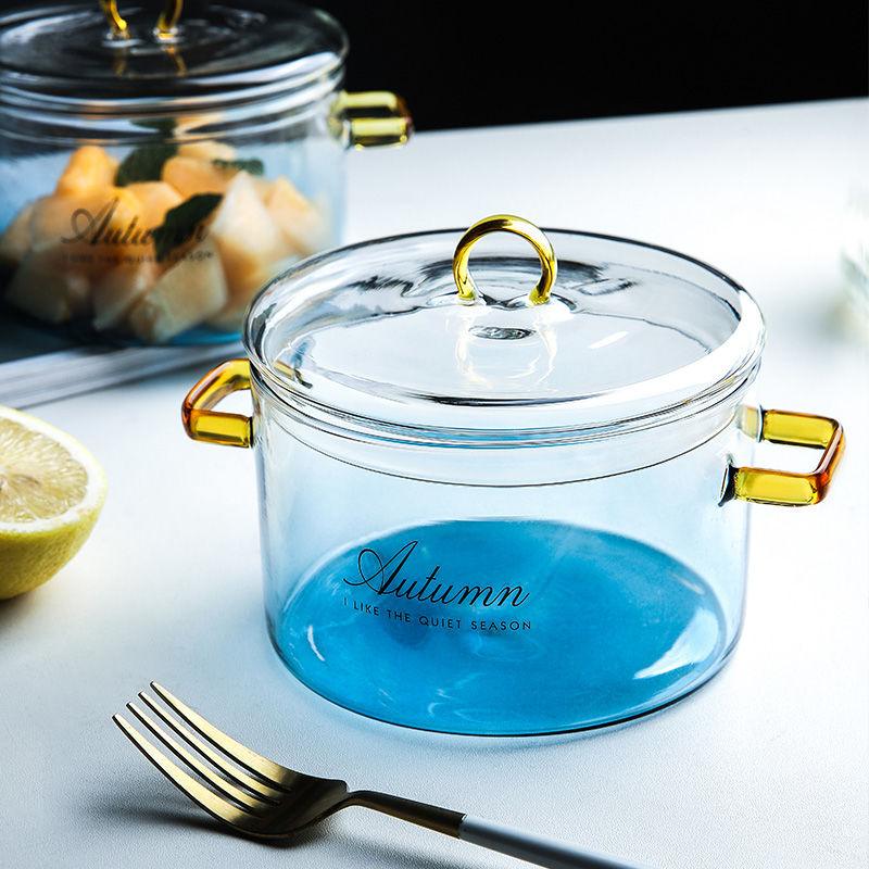 Cocotte en Verre avec Couvercle et Poignée en Verre Borosilicaté - Polyvalente et Résistante à la Chaleur