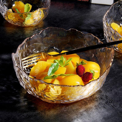 Ensemble de 3 Bols à Salade en Verre avec Bordure Dorée - Élégance et Praticité sur Votre Table