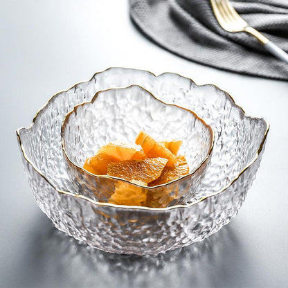 Ensemble de 3 Bols à Salade en Verre avec Bordure Dorée - Élégance et Praticité sur Votre Table