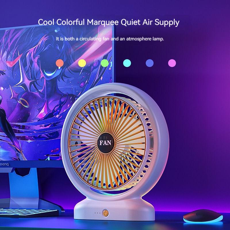 Ventilateur de Bureau Compact avec Lumière LED