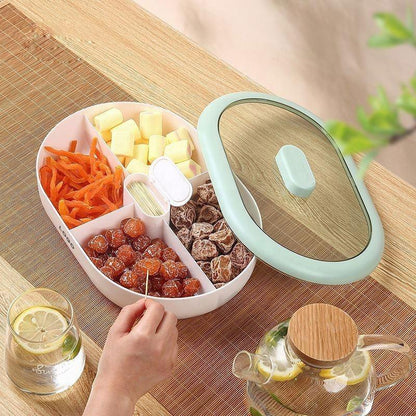 Boîte de Rangement pour Fruits Secs avec Compartiments et Couvercle en Plastique