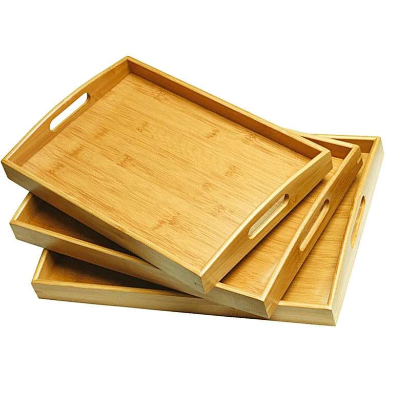 Ensemble de 3 Plateaux - Bois de Bambou Durable pour une Utilisation à Long Terme