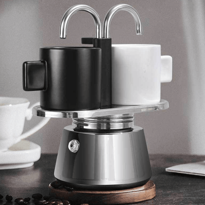 Cafetière Italienne à Double Tube en Acier Inoxydable : Espresso Authentique à la Maison