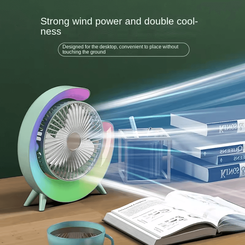 Lampe de Bureau USB Rechargeable avec Ventilateur Silencieux – Éclairage et Rafraîchissement Compact