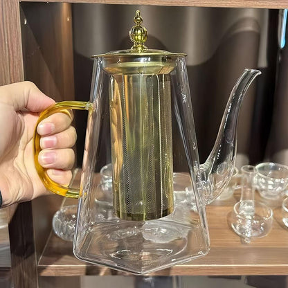 Théière en Verre Transparent, Théière en Borosilicate de Haute Qualité, Résistante aux Hautes Températures