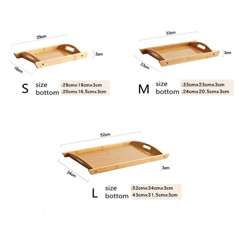 Ensemble de 3 Plateaux de Service en Bambou Naturel et Pratique