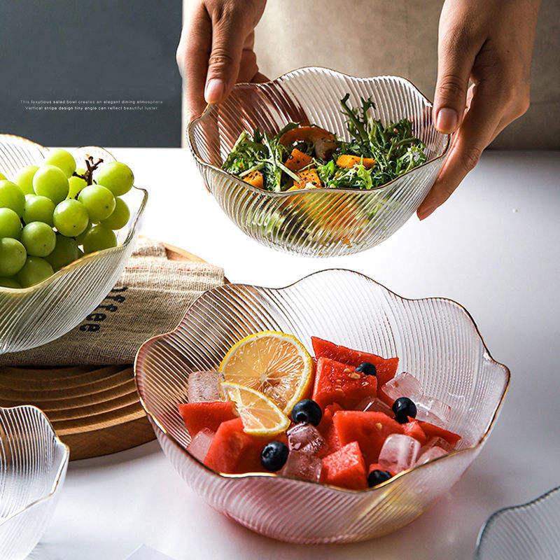 Ensemble de 3 Bols en Verre avec Fini Doré : Charme Artisanal pour Votre Vaisselle