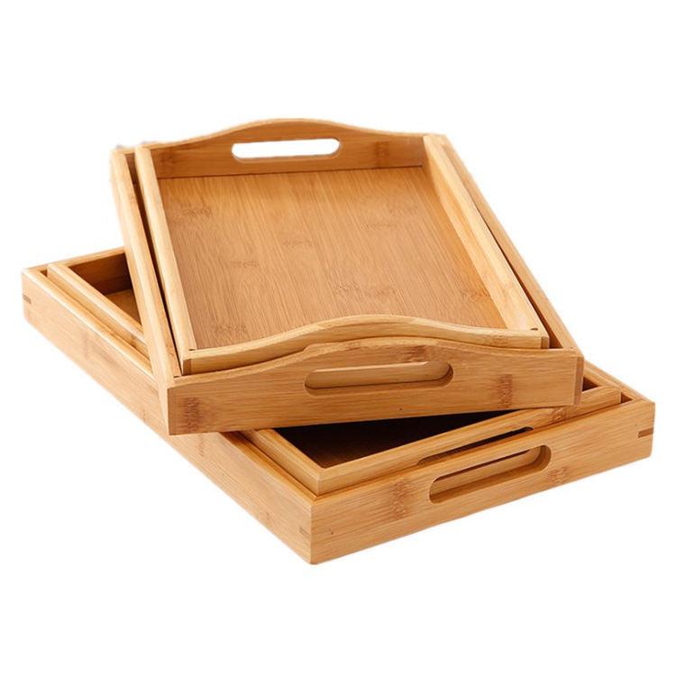 Ensemble de 3 Plateaux - Bois de Bambou Durable pour une Utilisation à Long Terme