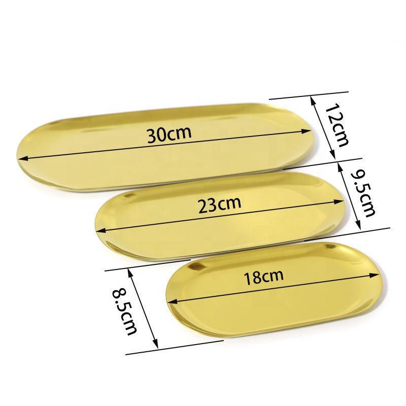 Plateau Ovale en Acier Inoxydable Doré en Gros - Élégance et Polyvalence pour Toutes les Occasions