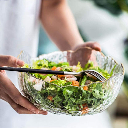 Ensemble de 3 Bols à Salade en Verre avec Bordure Dorée - Élégance et Praticité sur Votre Table