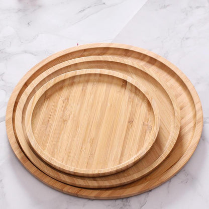 Ensemble de 3 Plateaux Ronds en Bambou Charme Naturel pour Vos Repas