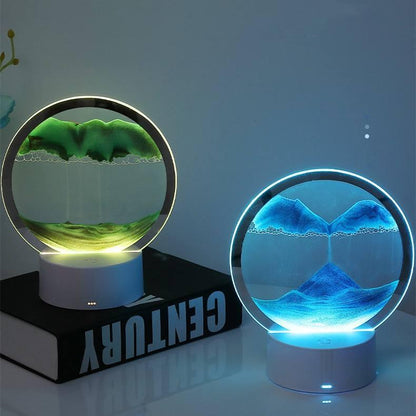 Lampe de Table 3D avec Tableau de Sable en Mouvement et LED Ambiante