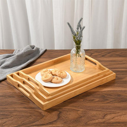 Ensemble de 3 Plateaux - Bois de Bambou Durable pour une Utilisation à Long Terme