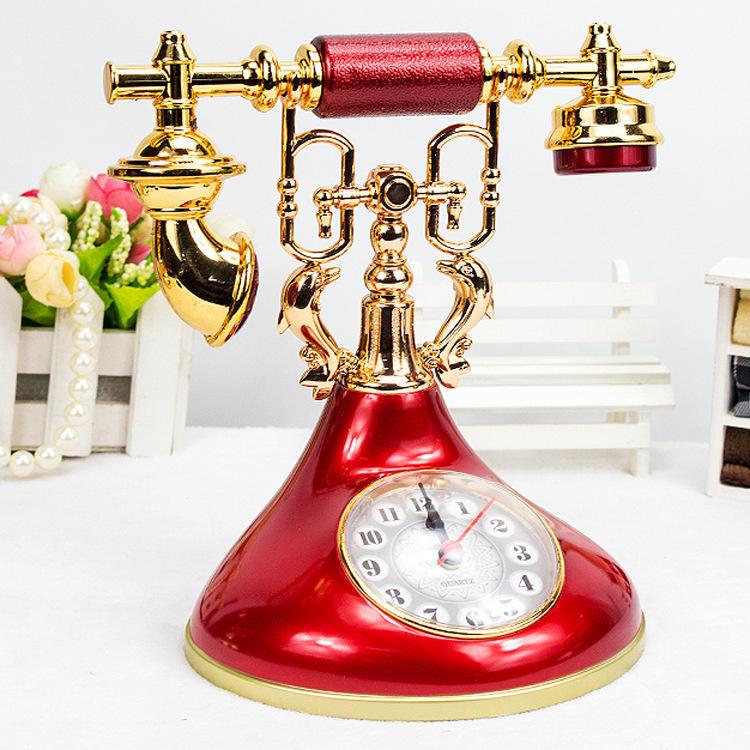 Téléphone Décoratif Vintage avec Horloge Intégrée