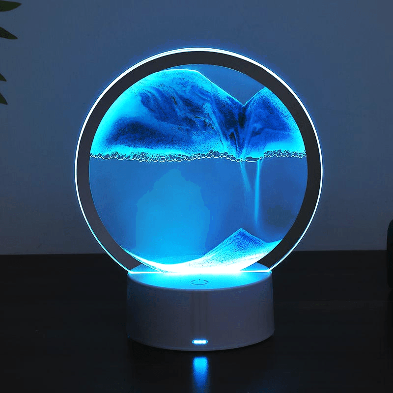 Lampe de Table 3D avec Tableau de Sable en Mouvement et LED Ambiante