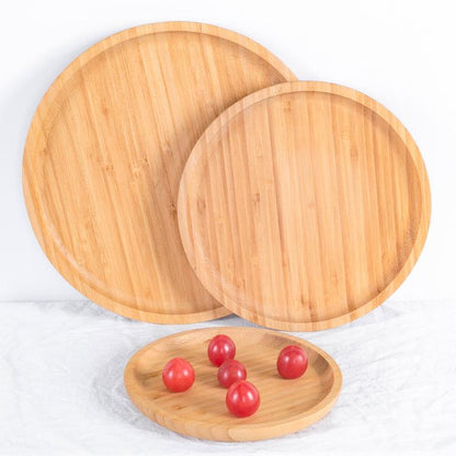 Ensemble de 3 Plateaux Ronds en Bambou Charme Naturel pour Vos Repas