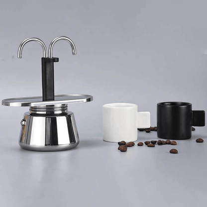 Cafetière Italienne à Double Tube en Acier Inoxydable : Espresso Authentique à la Maison