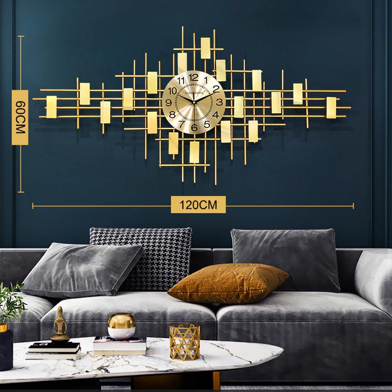 Horloge Murale en Métal Doré : Design Créatif, Mouvement Quartz Silencieux, Pendentif de Luxe pour une Décoration Murale 3D Haut de Gamme