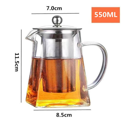 Théière en Verre Transparent, Théière en Borosilicate de Haute Qualité, Résistante aux Hautes Températures