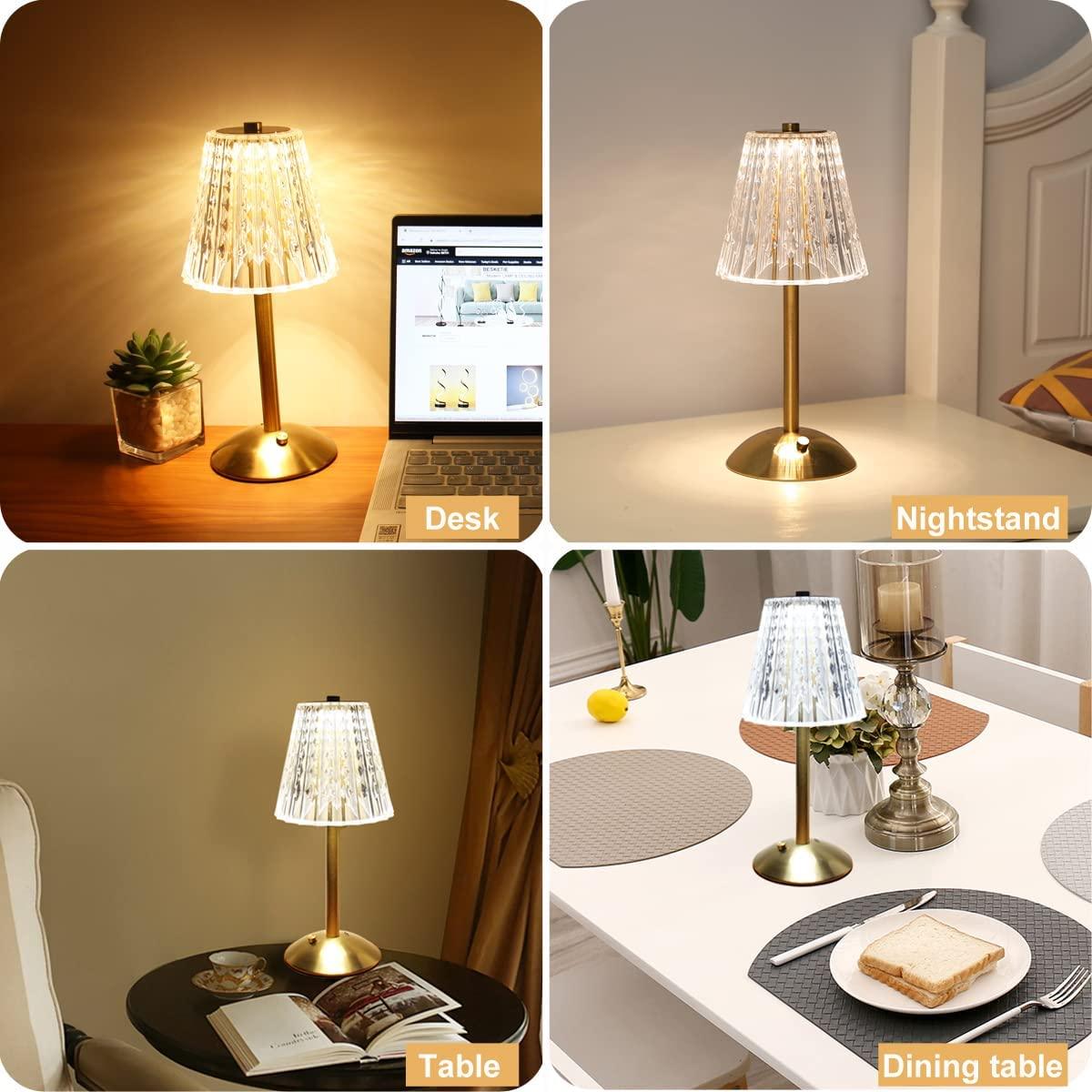 Lampe de Table Cristalline LED sans Fil Élégance Moderne