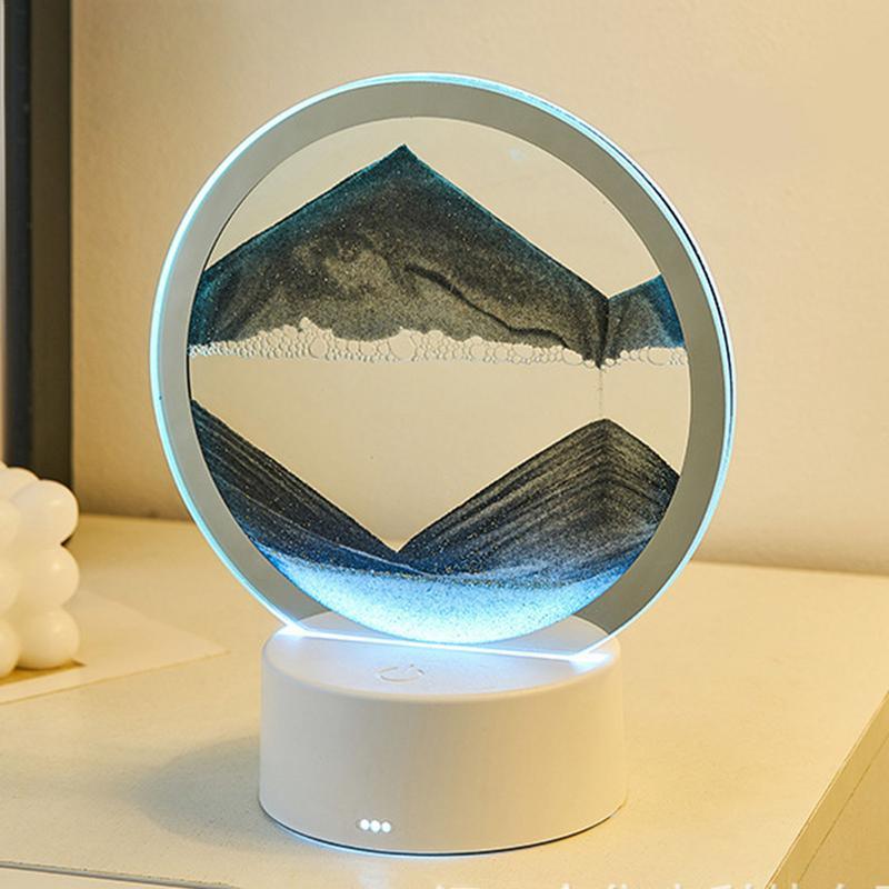 Lampe de Table 3D avec Tableau de Sable en Mouvement et LED Ambiante