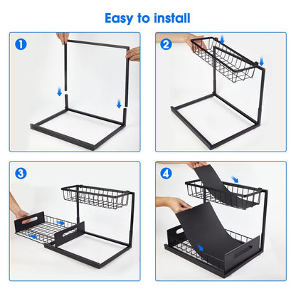 Organisation Polyvalente Étagère Sous-Évier à Deux Niveaux Maximisez Votre Espace