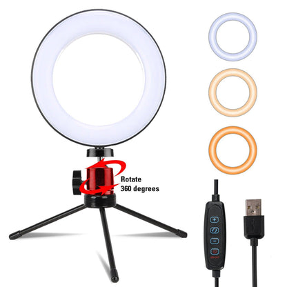 Lampe Anneau LED avec Trépied et Commande USB