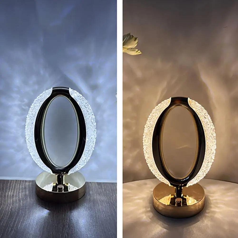 Lampe de chevet cristalline à piles, design élégant et interrupteur tactile